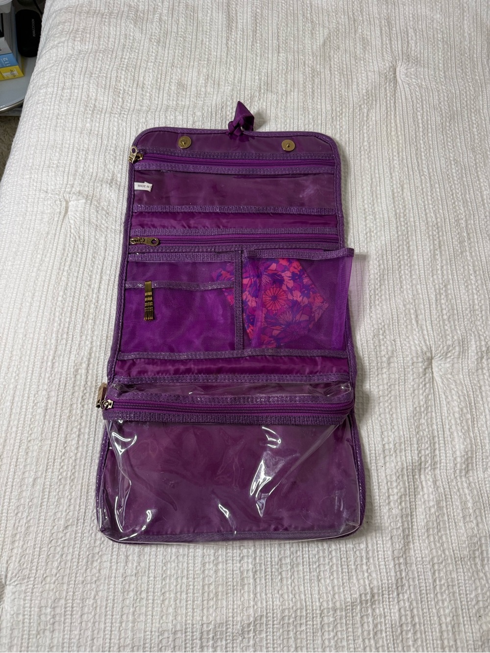 Purple Travel Hanging Organizer Toiletry Bag